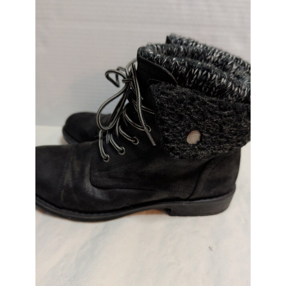 Cliffs By White Mountain Ankle Boots Black w/ Sweater Cuff Womens 7.5 Fall Cute - Picture 4 of 7